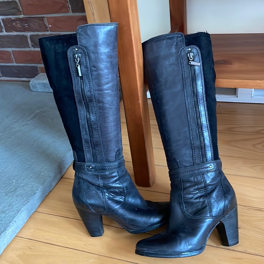 Clarks black tall boots women’s 6